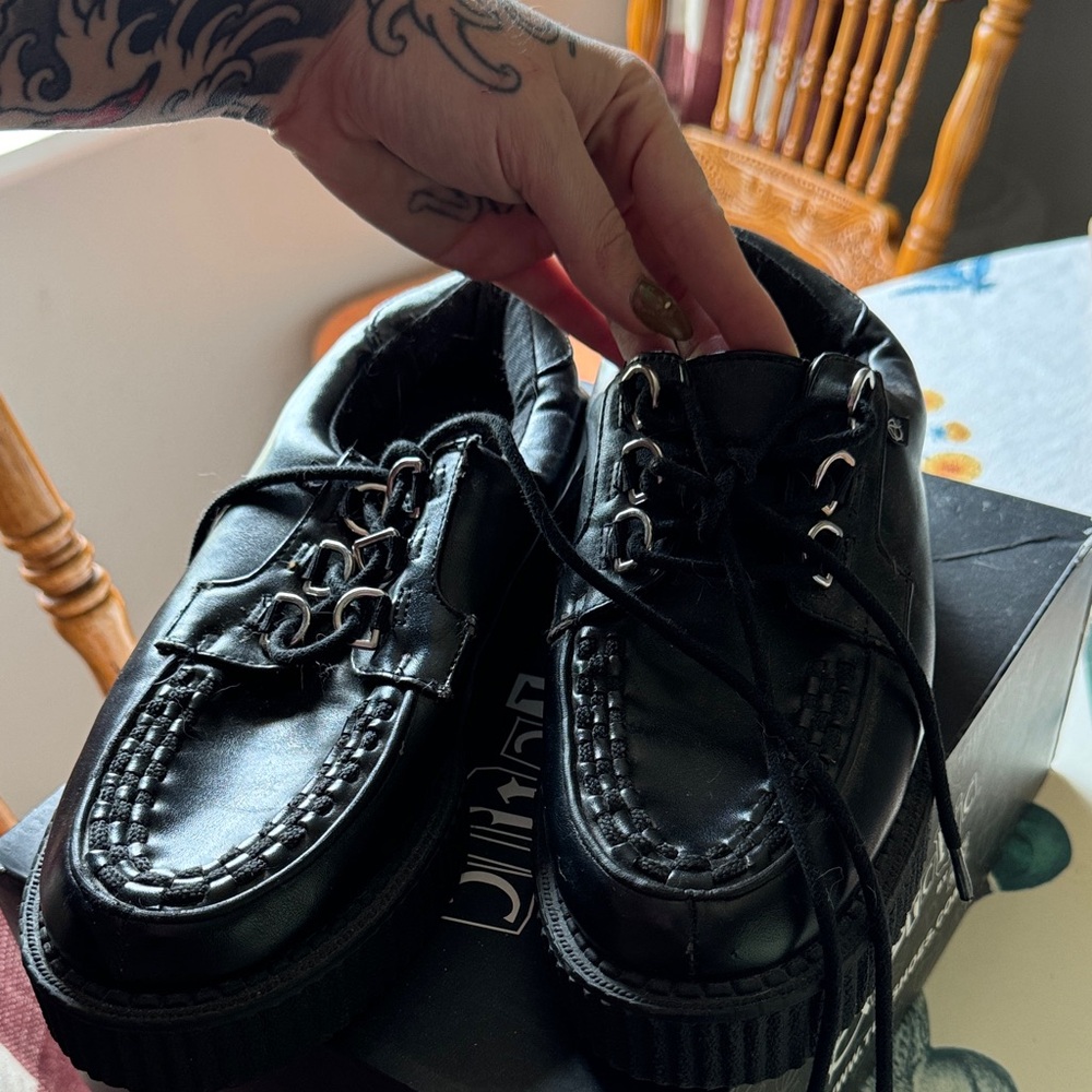 TUK Black Leather Creepers